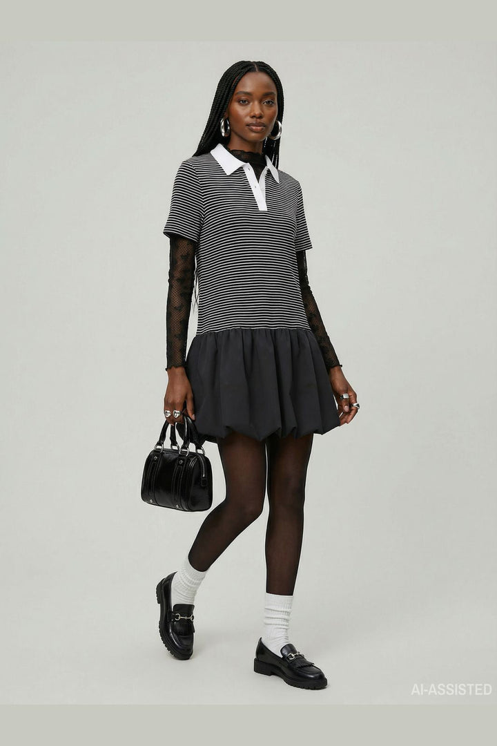 Hypedrop - Hdyuna Ss Polo Balloon Dress 32000587 - 5140141 - Black