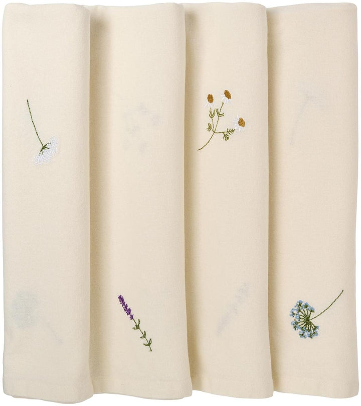 Ib Laursen - Dug Flora aflang m/skærmblomster, lavendler og margueritter butter cream - Bomuld, Polyester - 63045-82