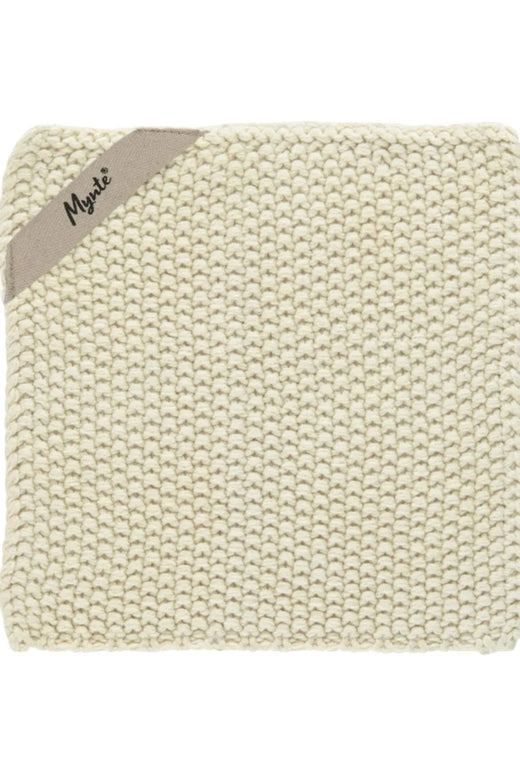 Ib Laursen - Grydelap Mynte Latte strikket - 100% bomuld, Strik - 6350-01