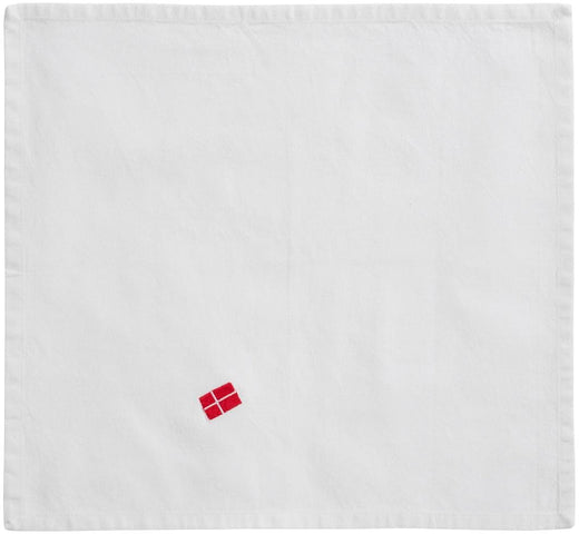 Ib Laursen - Stofserviet m/dansk flag hvid - Bomuld, Polyester - 63026-11