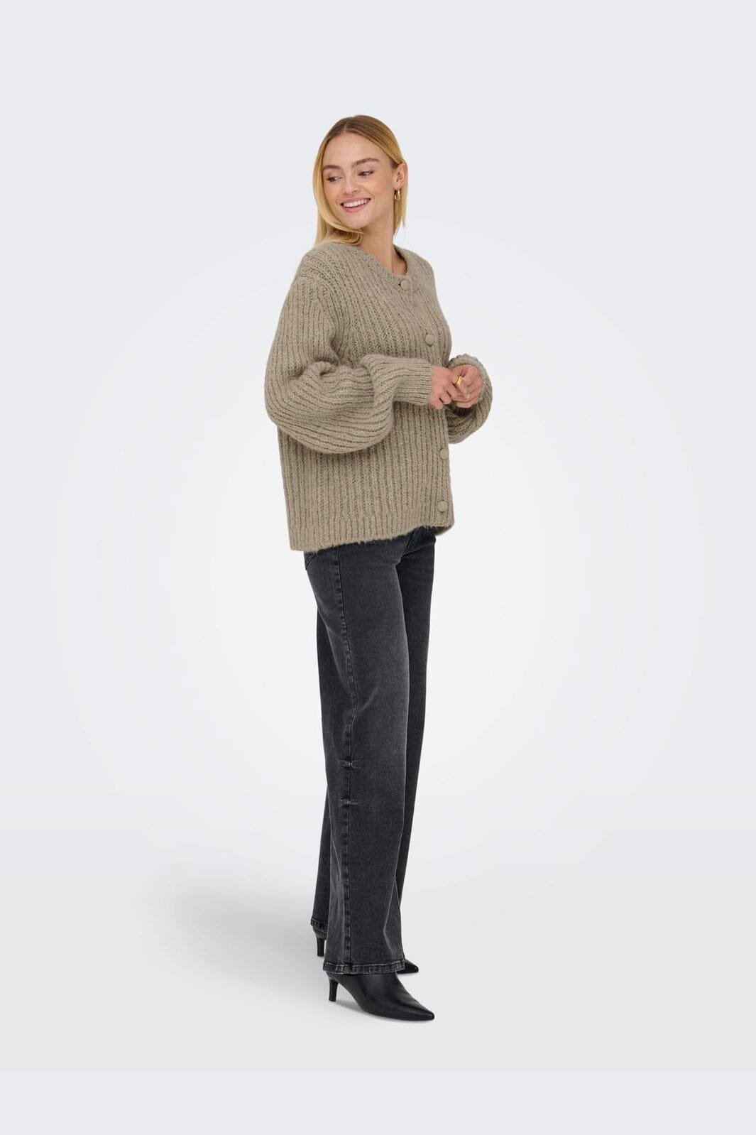 JDY - Jdyadela L/S Button Cardigan Knt - 4881238 Beige Melange