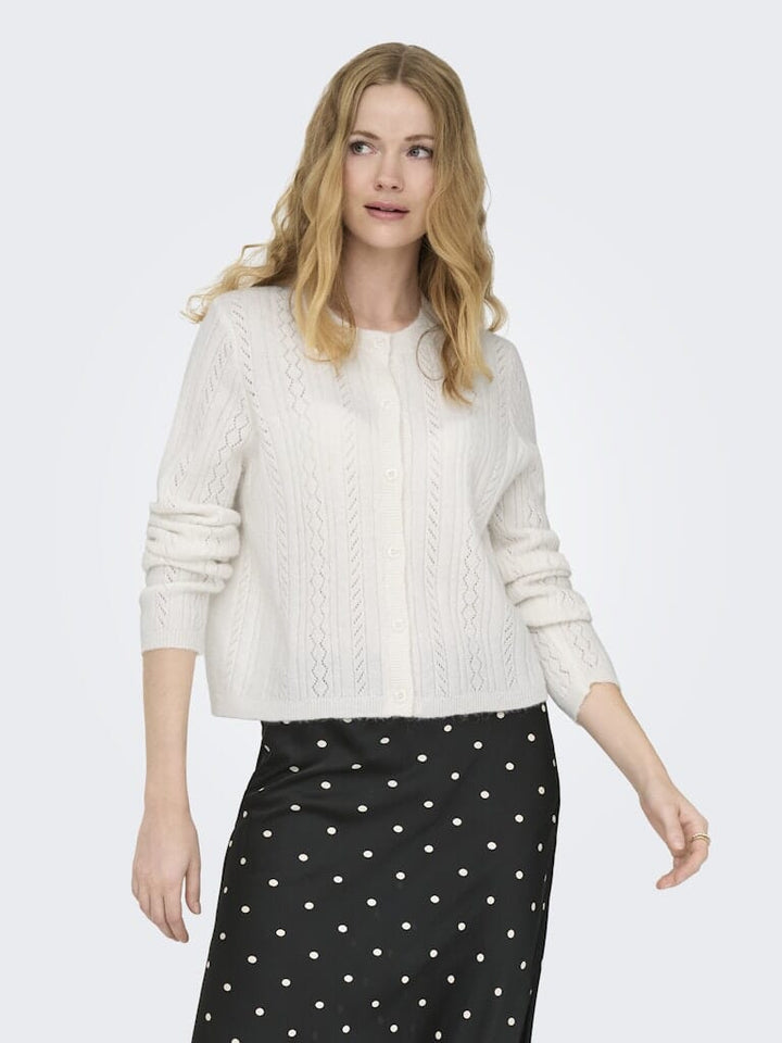 JDY - Jdyapril Life L/S O-Neck Cardigan Knt - 4989001 Bright White Melange Cardigans 