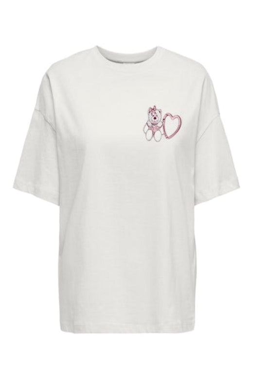 JDY - Jdycarla Front/Back Print T-Shirt - 4965613 Cloud Dancer Teddy Bear And Charms T-shirts 