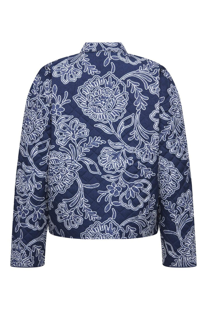 JDY - Jdyfia L/S Quilt Shacket - 4971488 Dark Blue Denim 13-01-26 Patriot Blue Flower
