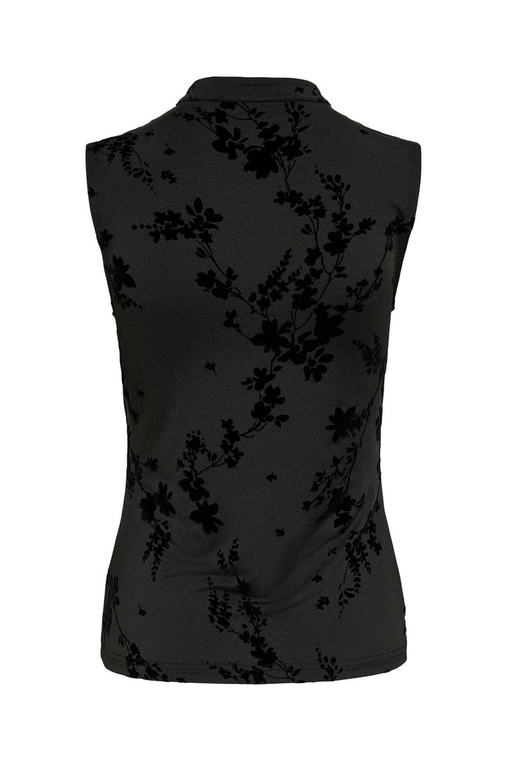 JDY - Jdyflora S/L Flock Top - 5238699 Black