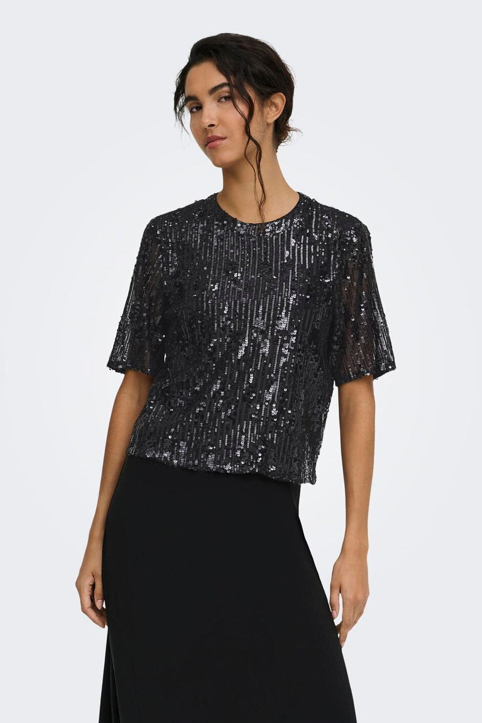 JDY - Jdylola 2/4 Sequin Top - 5172487 Black