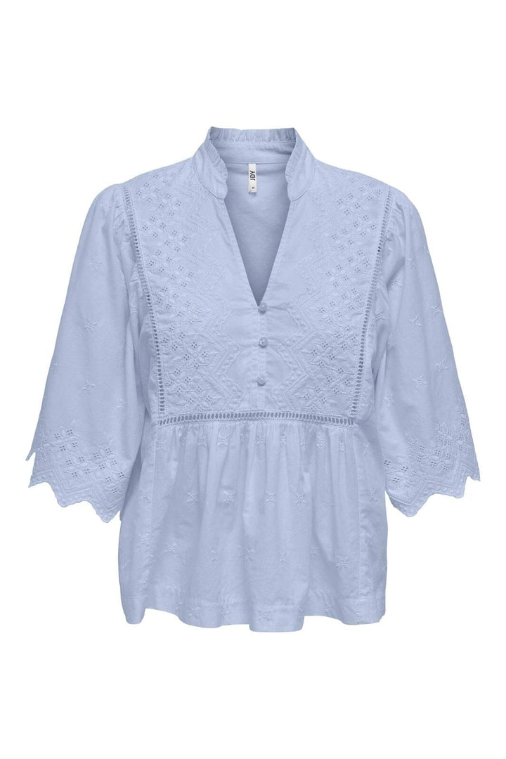 JDY - Jdymaya 2/4 Embroidery Top - 5026864 Halogen Blue