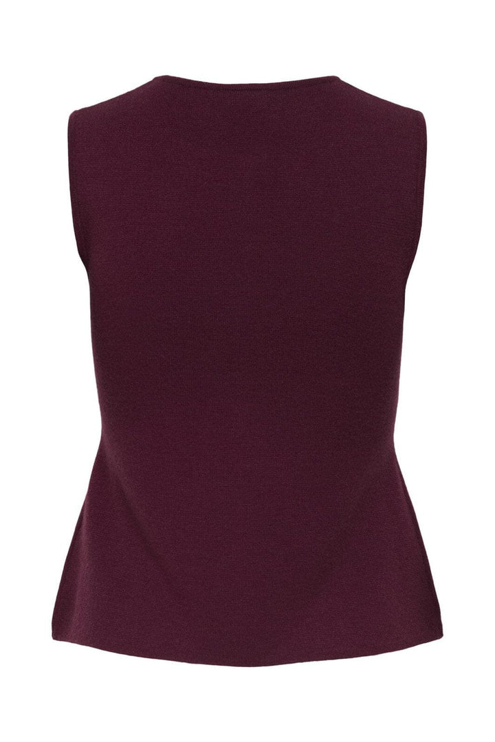 JDY - Jdyriley S/L O-Neck Two Way Zip Vest Knt - 4837970 Maroon Banner