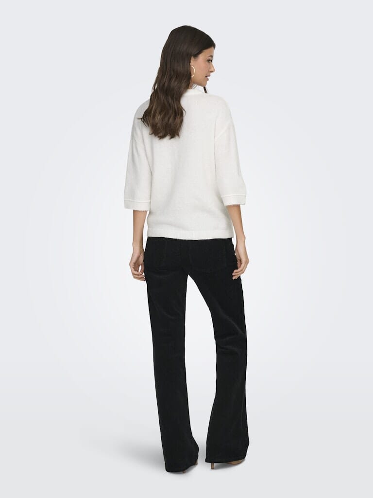 JDY - Jdysonja S/S O-Neck Pullover Knt - 4960456 Cloud Dancer Melange Strikbluser 