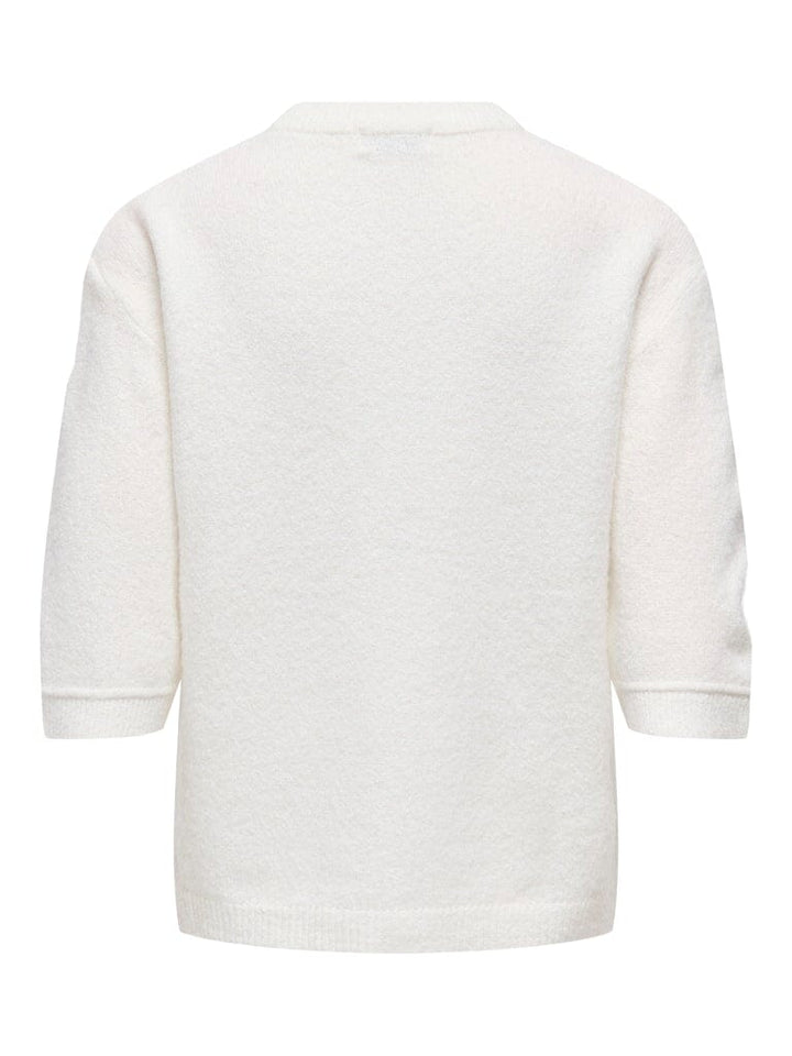 JDY - Jdysonja S/S O-Neck Pullover Knt - 4960456 Cloud Dancer Melange Strikbluser 