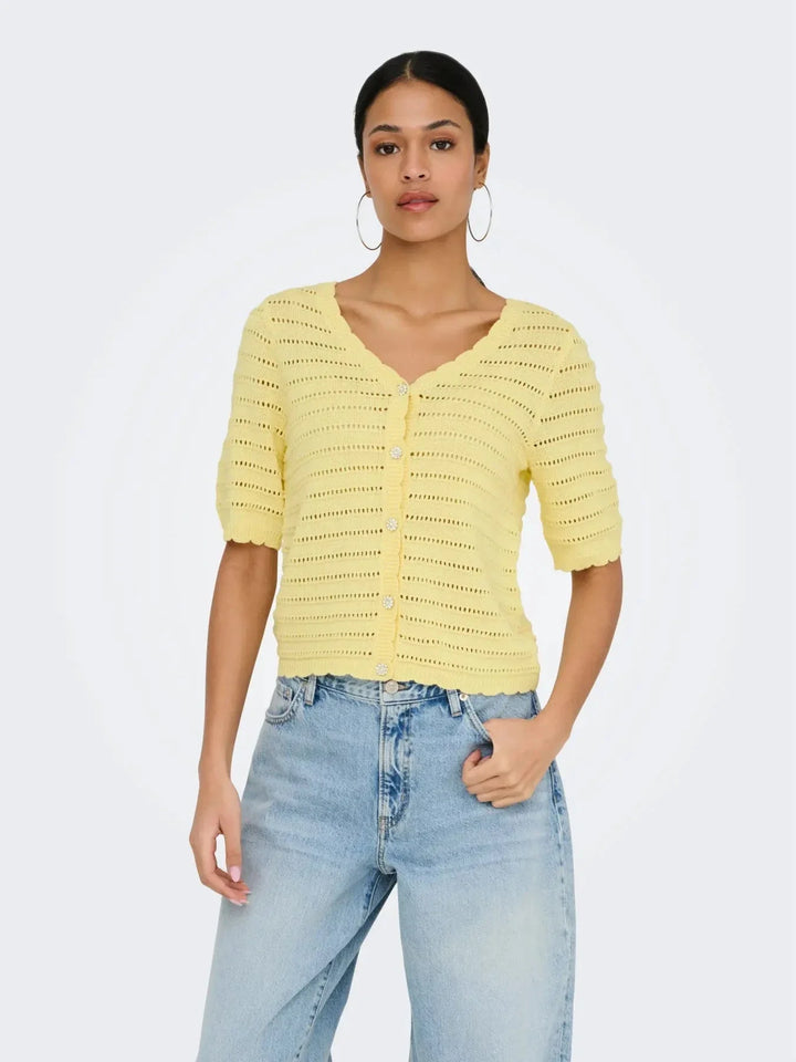 JDY - Jdytanja 2/4 V-Neck Cardigan Knt - 5020381 Double Cream Cardigans 