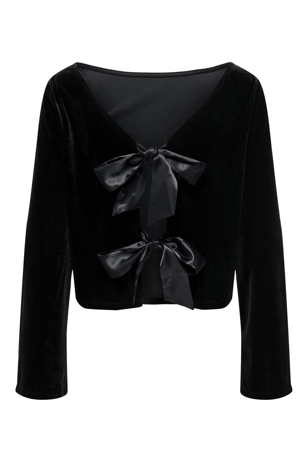 JDY - Jdyvictory L/S Velvet Bow Top - 4932740 Black Bow