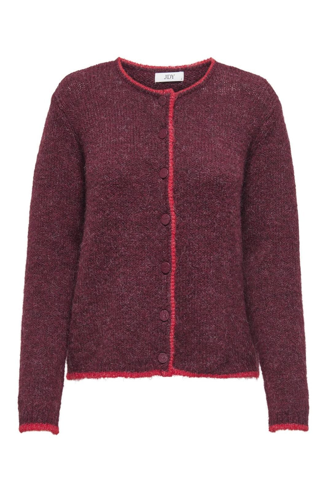 JDY - Jdyzoey Life L/S O-Neck Cardigan Knt - 4838098 Maroon Banner W. Salsa Binder