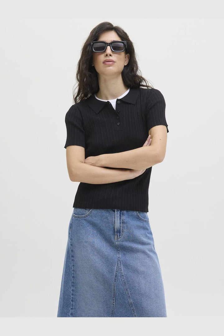 Jjxx - Jxhadley Tight Ss Polo Knit - 4791542 Black
