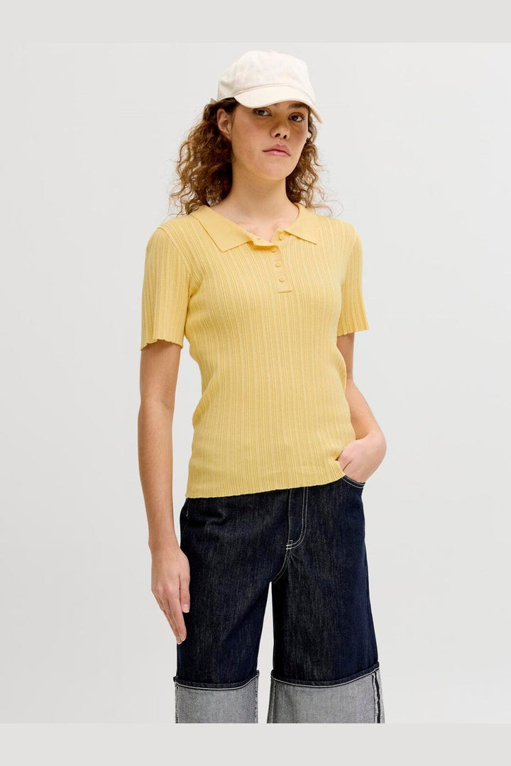 Jjxx - Jxhadley Tight Ss Polo Knit - 4916146 Sunlight