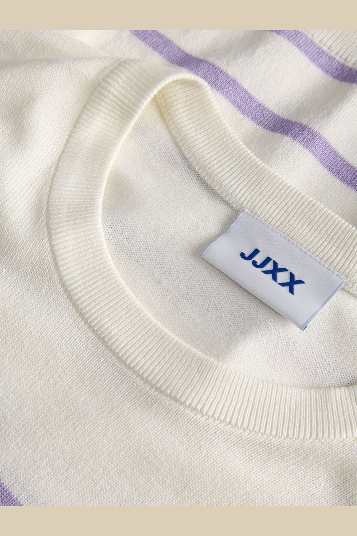 Jjxx - Jxlayla Comfy Ss Knit - 4916165 Vanilla Ice /Purple Rose