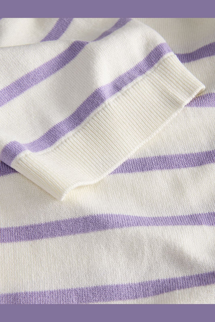 Jjxx - Jxlayla Comfy Ss Knit - 4916165 Vanilla Ice /Purple Rose