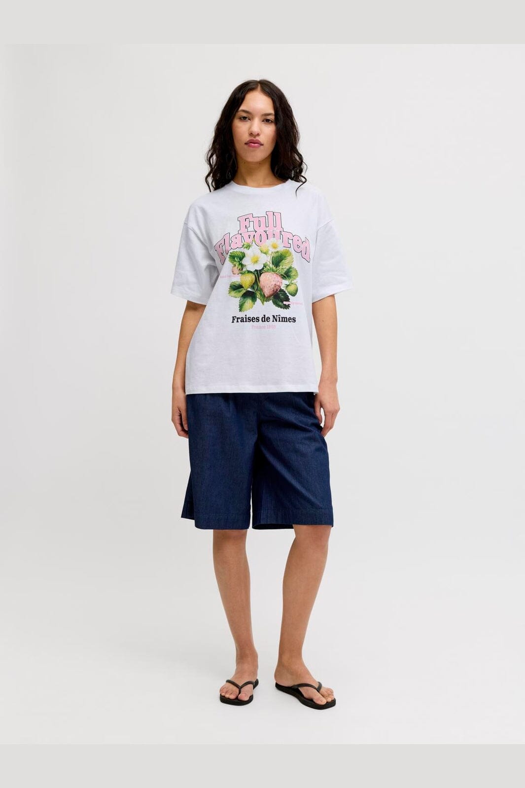 Jjxx - Jxmillow Loose Ss Tee Sp226 - 5008868 Bright White Strawberry