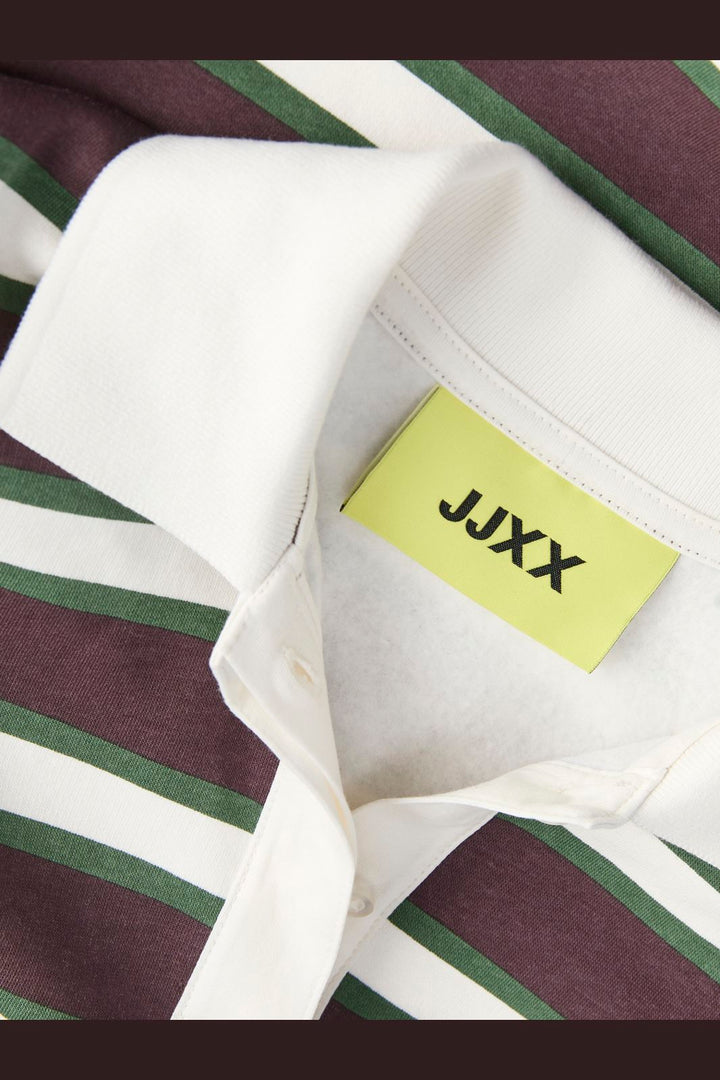 Jjxx - Jxpaloma Ls Stripe Polo Swt - 5129889 Fudge Vanilla Ice / Greener Pastures