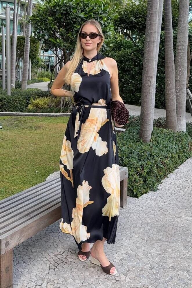 Karmamia - Heather Dress 2349 - Gold Maxi Flower Kjoler 