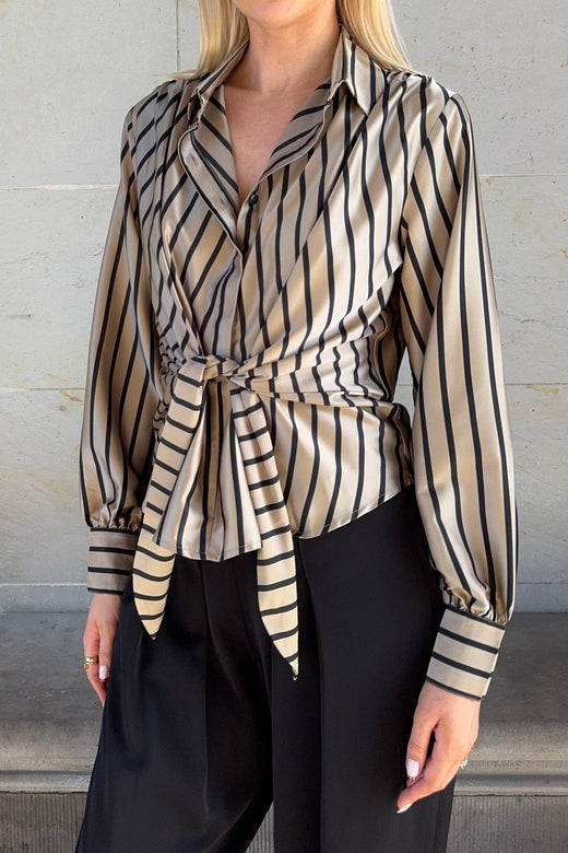 Karmamia - Lee Shirt 2245 - Tan Stripe Skjorter 