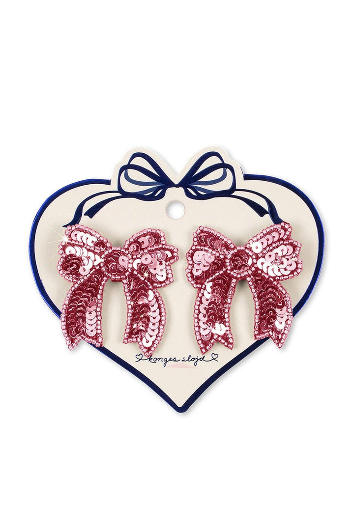 Konges Sløjd - 2 Pack Sequin Bow Hair Clip Ks106353 - Rapture Rose