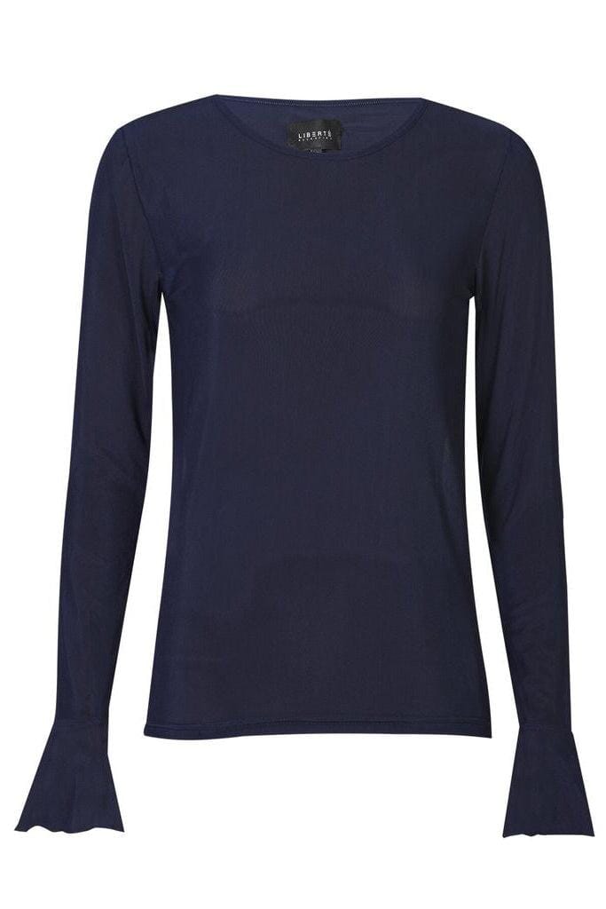 Liberte - Mesh Ls Frill Sleeve Top 22500 - Navy Toppe 