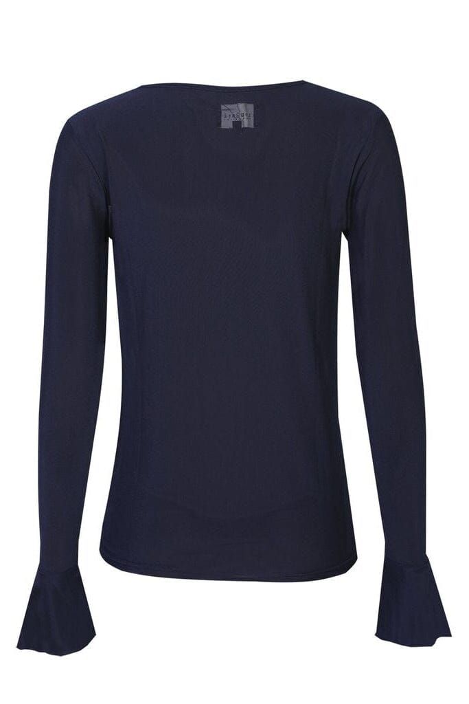 Liberte - Mesh Ls Frill Sleeve Top 22500 - Navy Toppe 