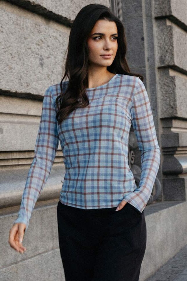 Liberte - Mesh Ls Tshirt 22065 - Brown Ice Melt Check T-shirts 