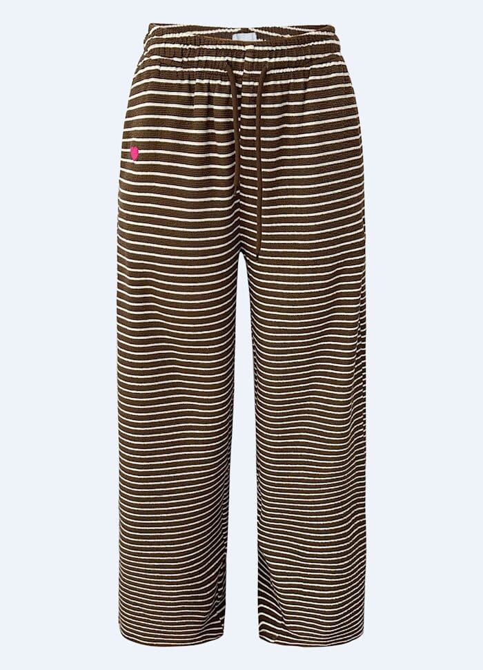 Liberte - Sus-Wide-Pants 22314 - Brown Creme Stripe Bukser 