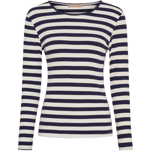 Marta Du Chateau - Mdcbegonia Ls Tee 7702 - Navy Bluser 