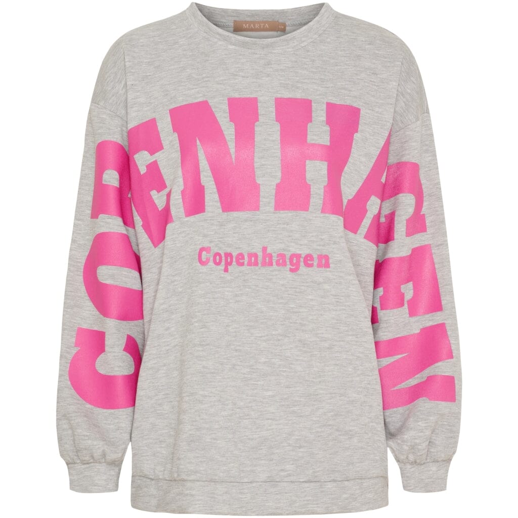 Marta Du Chateau - Mdchibiscus Sweatshirt 22659 - Grey/Pink Sweatshirts 