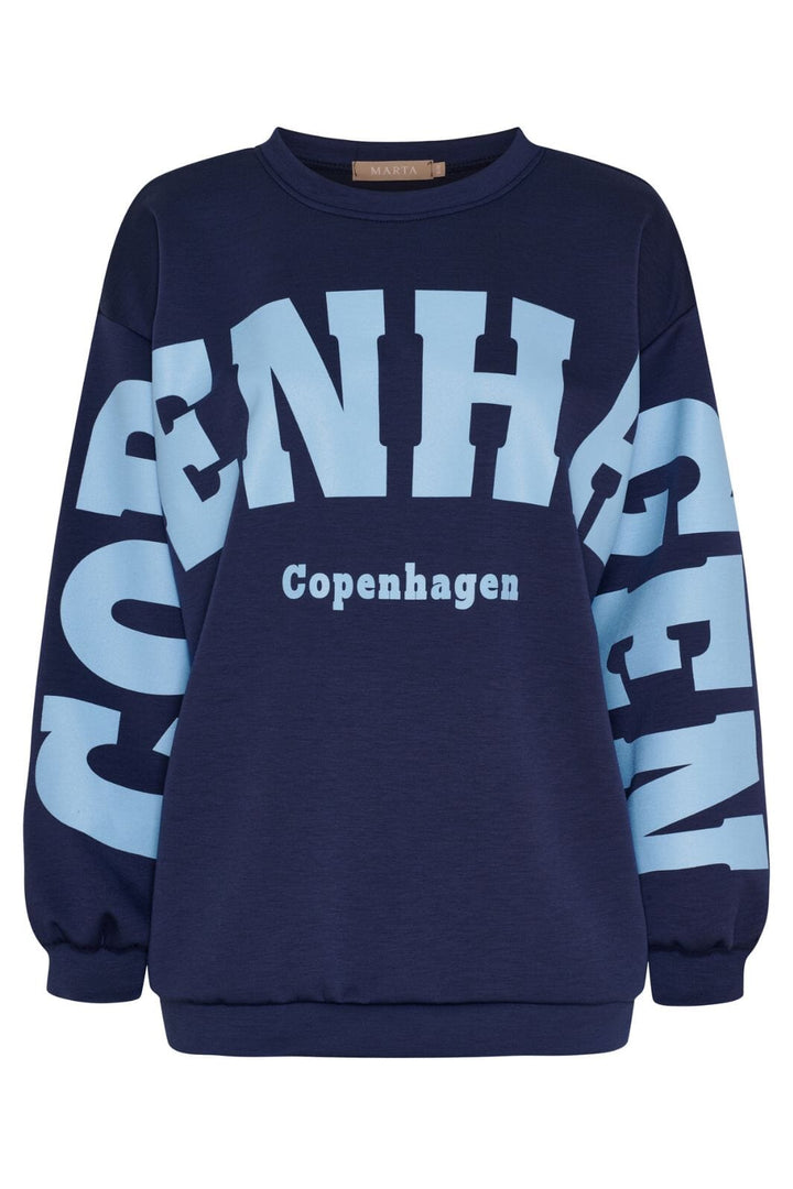 Marta Du Chateau - Mdchibiscus Sweatshirt 22659 - Navy/Sky Sweatshirts 