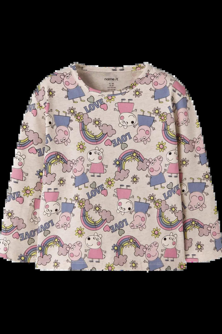 Name It - Nmfdarsy Peppa Ls Nreg Top - 5009657 Peyote Melange T-shirts 