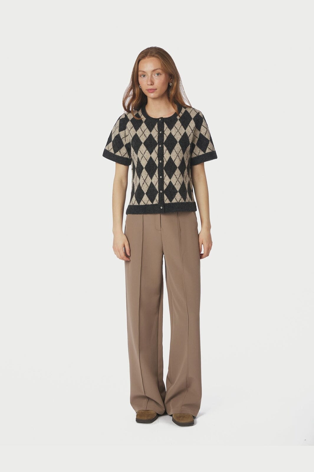 Neo Noir - Allestar Check Knit Cardigan 165729 - 123 - Beige