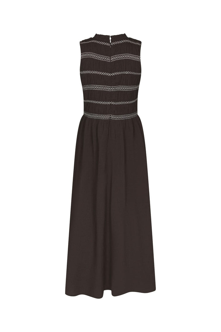 Neo Noir - Atika Deco Smock Dress 166105 - 676 - Dark Brown