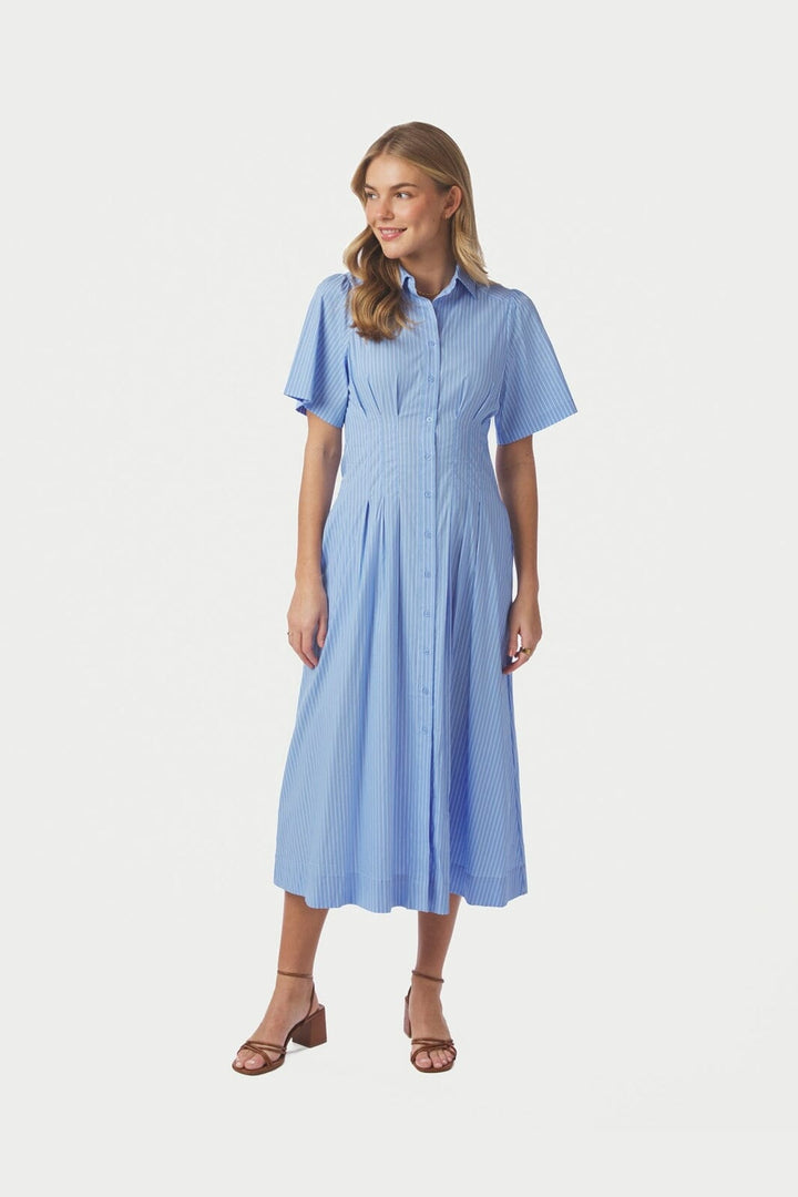 Neo Noir - Baia Stripe Poplin Dress 167585 - 145 - Light Blue