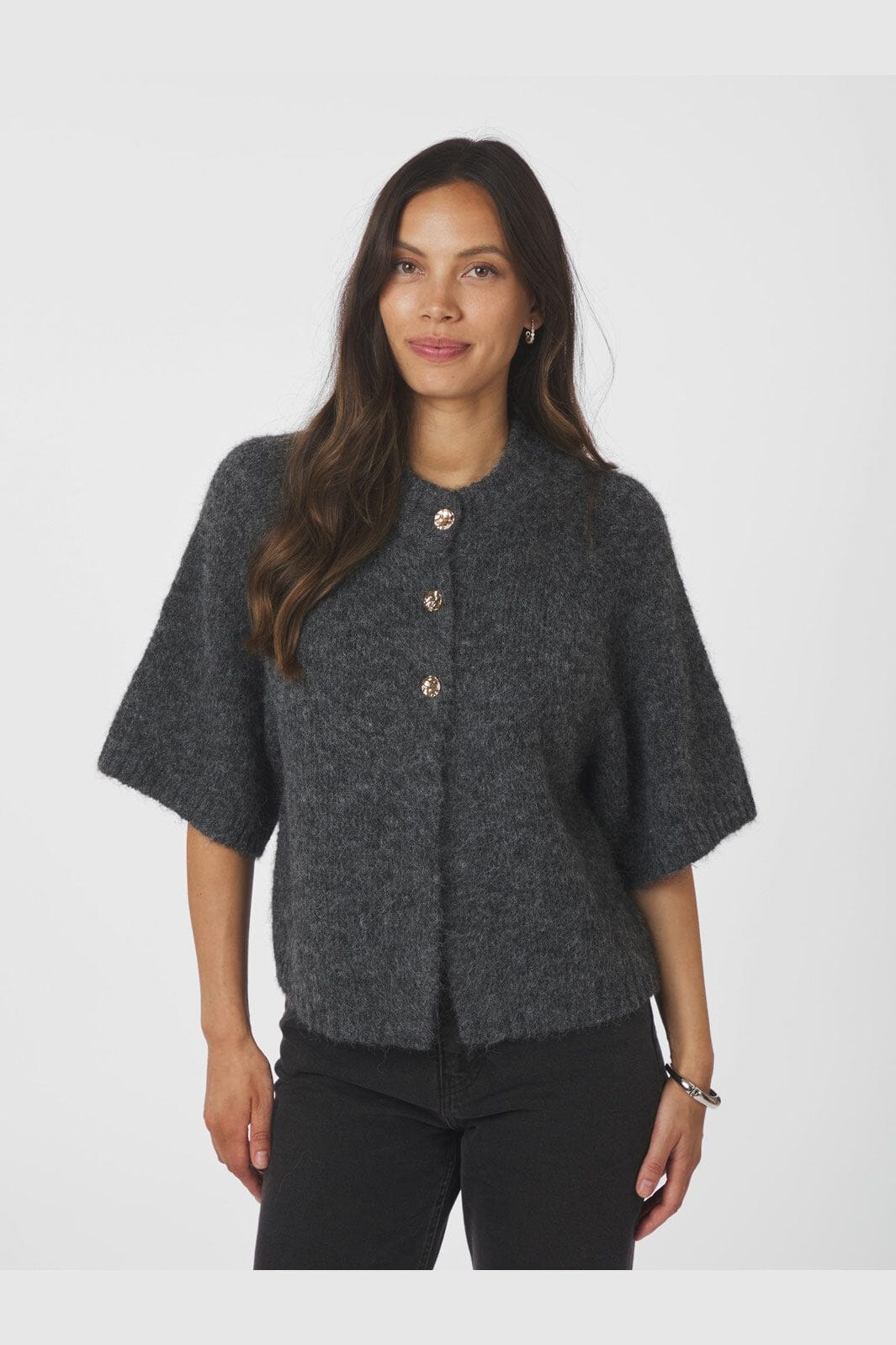 Neo Noir - Benuta Fluffy Knit Cardigan 165816 - 136 - Antracit Melange