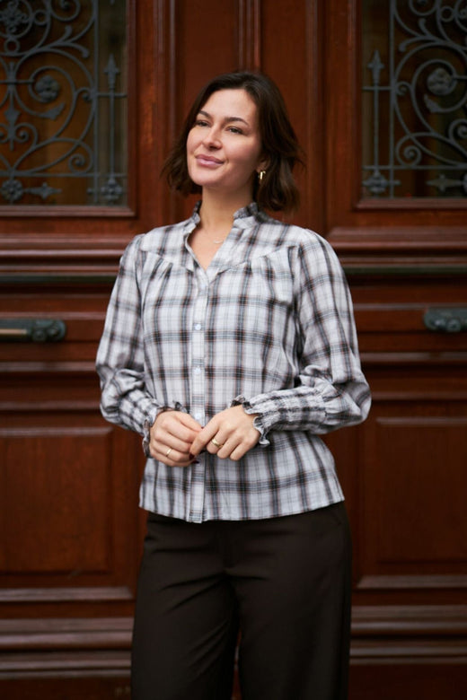 Neo Noir - Camisa Big Check Blouse 166886 - 121 - Off White Bluser 