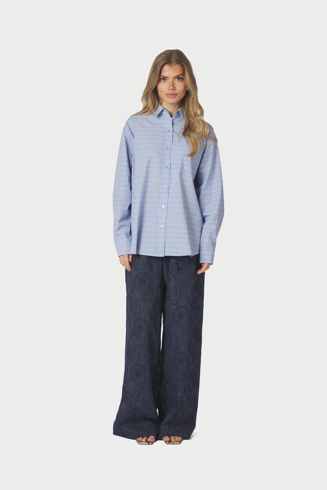 Neo Noir - Dalma Triple Check Shirt 168624 - 145 - Light Blue