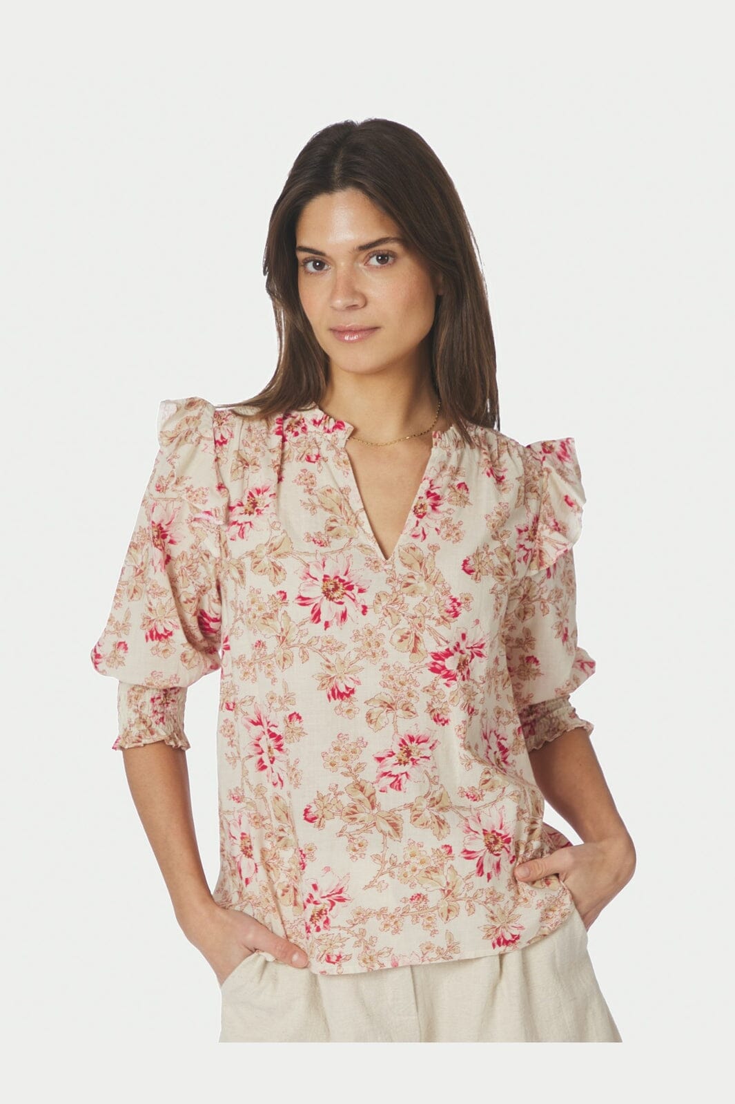 Neo Noir - Davina Flower Blouse 168297 - 165 - Rose