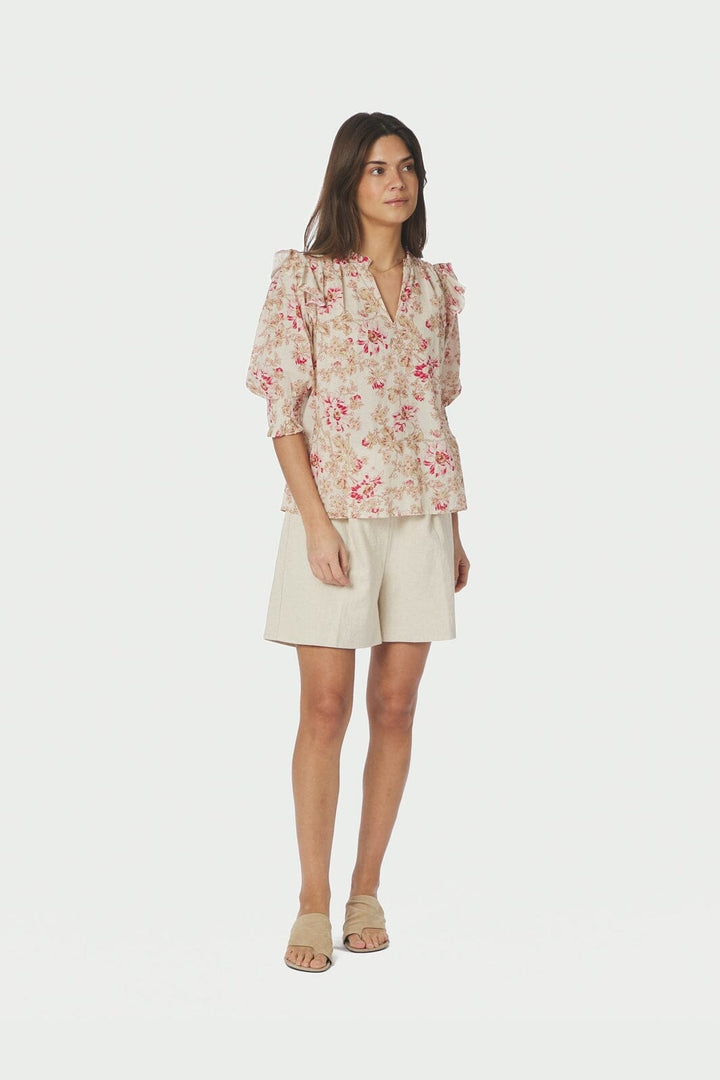 Neo Noir - Davina Flower Blouse 168297 - 165 - Rose