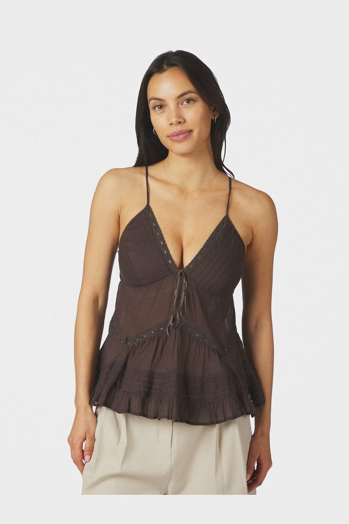 Neo Noir - Elvena S Voile Top 169066 - 676 - Dark Brown