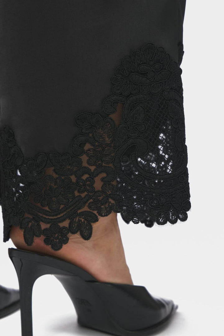 Neo Noir - Emery Heavy Sateen Lace Pants 170662 - 100 - Black