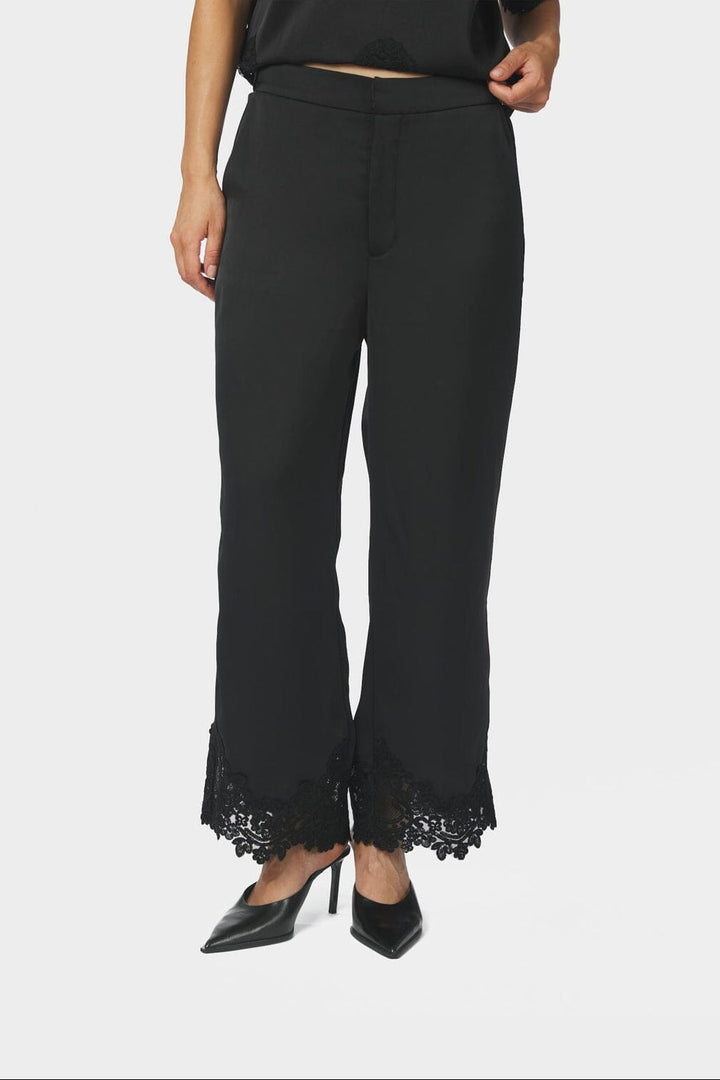 Neo Noir - Emery Heavy Sateen Lace Pants 170662 - 100 - Black
