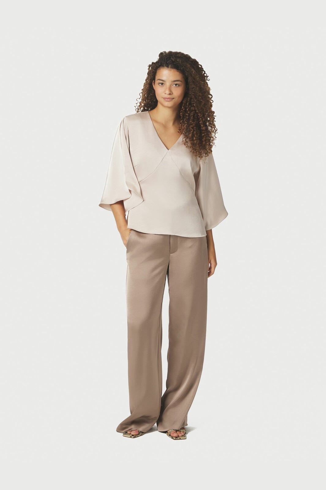 Neo Noir - Emmett Heavy Sateen Pants 164136 - 811 - Dark Taupe