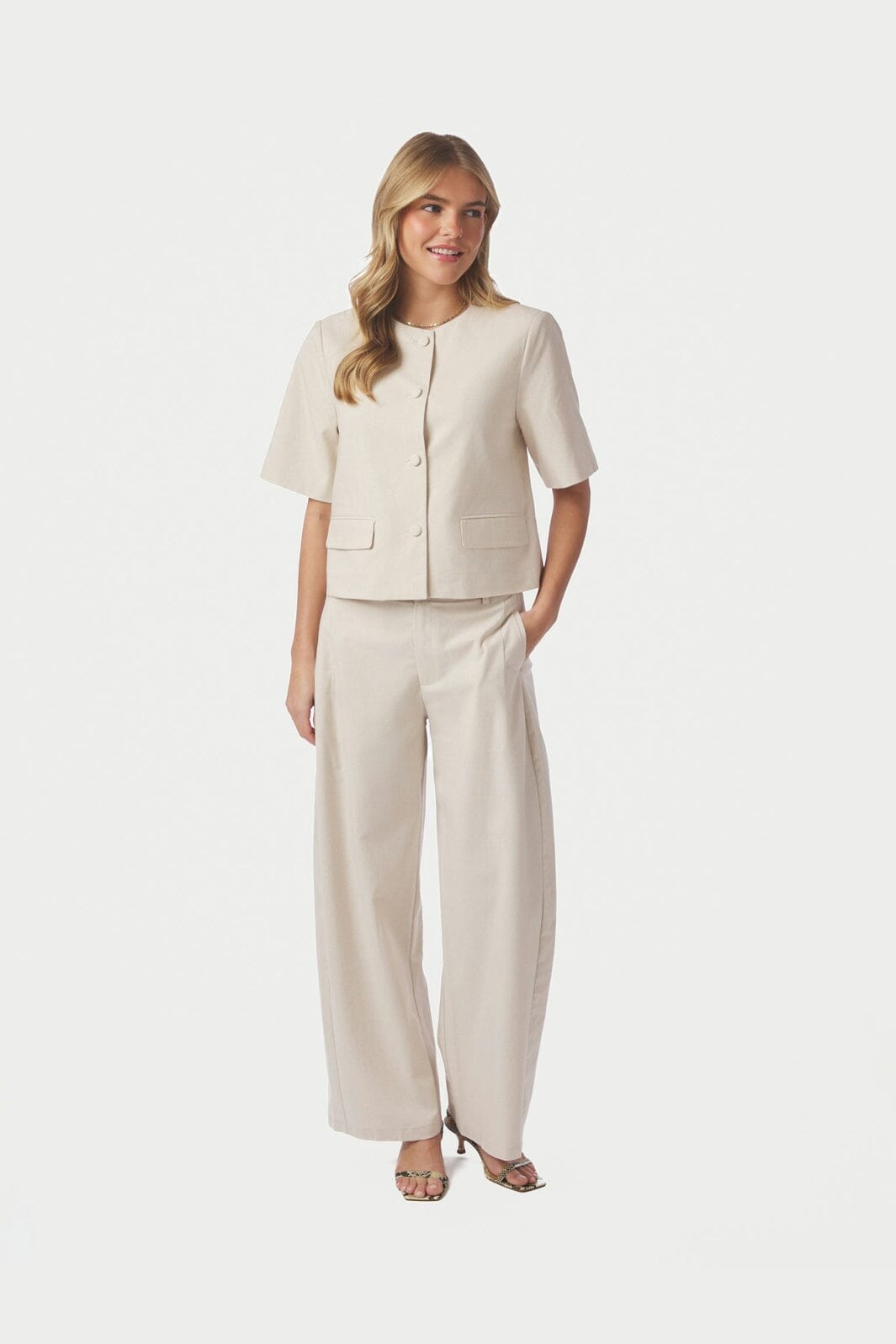 Neo Noir - Essiall Linen Pants 169044 - 122 - Creme