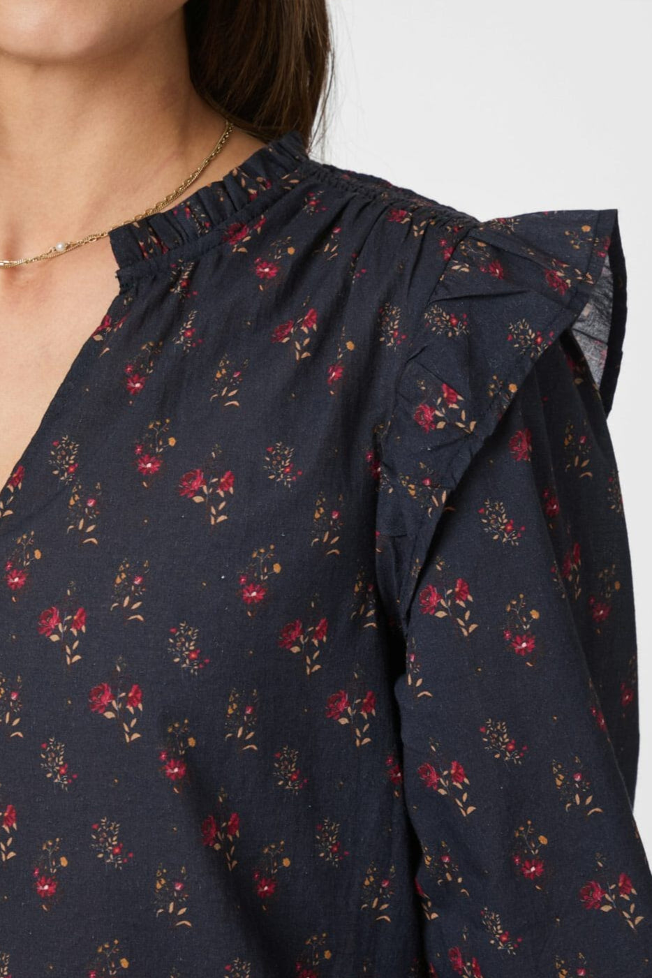 Neo Noir - Filja Fine Print Blouse 166551 - 702 - Dark Navy
