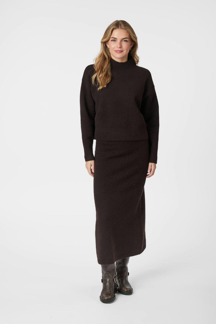 Neo Noir - Hynne Knit Skirt 165392 - 676 - Dark Brown