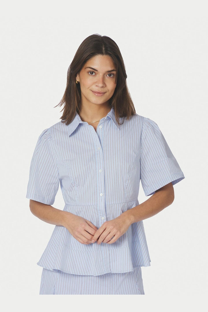 Neo Noir - Janelle Stripe Shirt 168838 - 417 - Blue/Brown Stripe